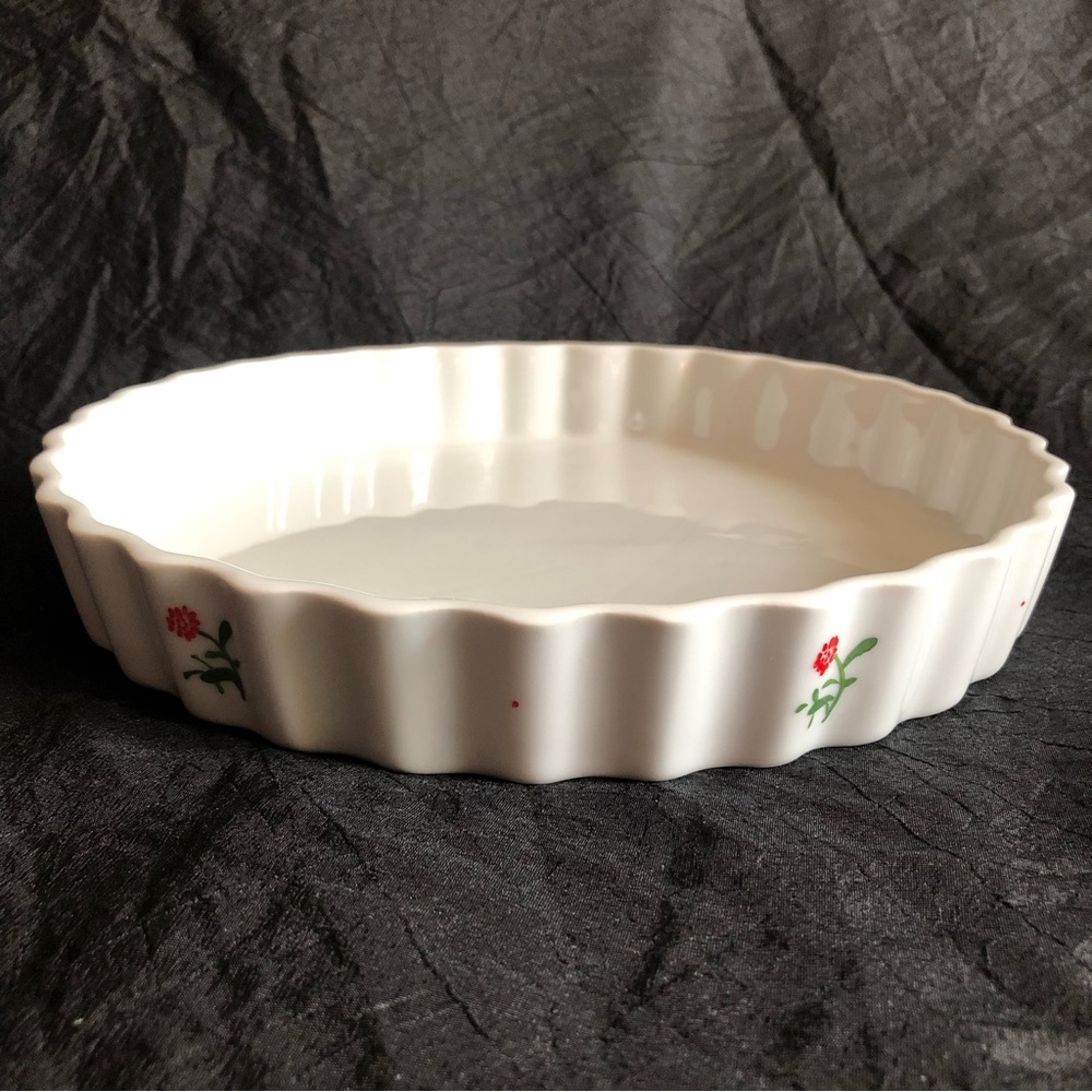 Floral Ceramic 10” Baking Pie Quiche Tart Pan Dish